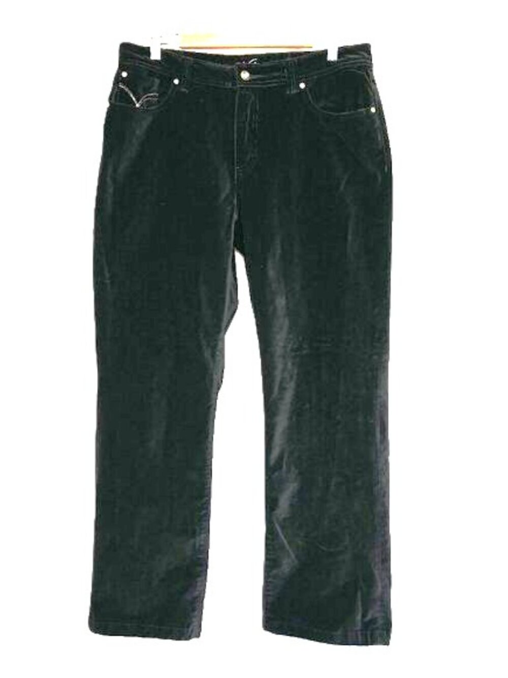 VTG Venezia Black Cotton Velvet Rhinestone 5 Pocket Straight Leg Pants Size 16